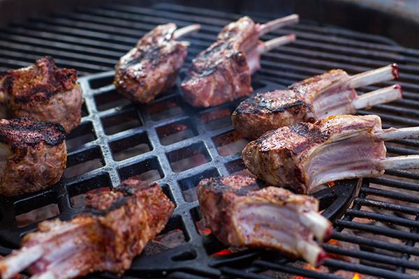 Lamb chops on the grill