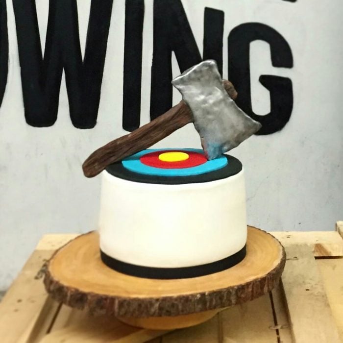 Edible Axe Throwing Birthday Cake 