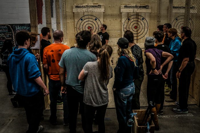 Group shot of people during open house